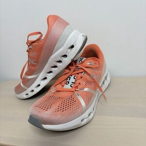 On Running Coral/White Cloudflow Running Shoes